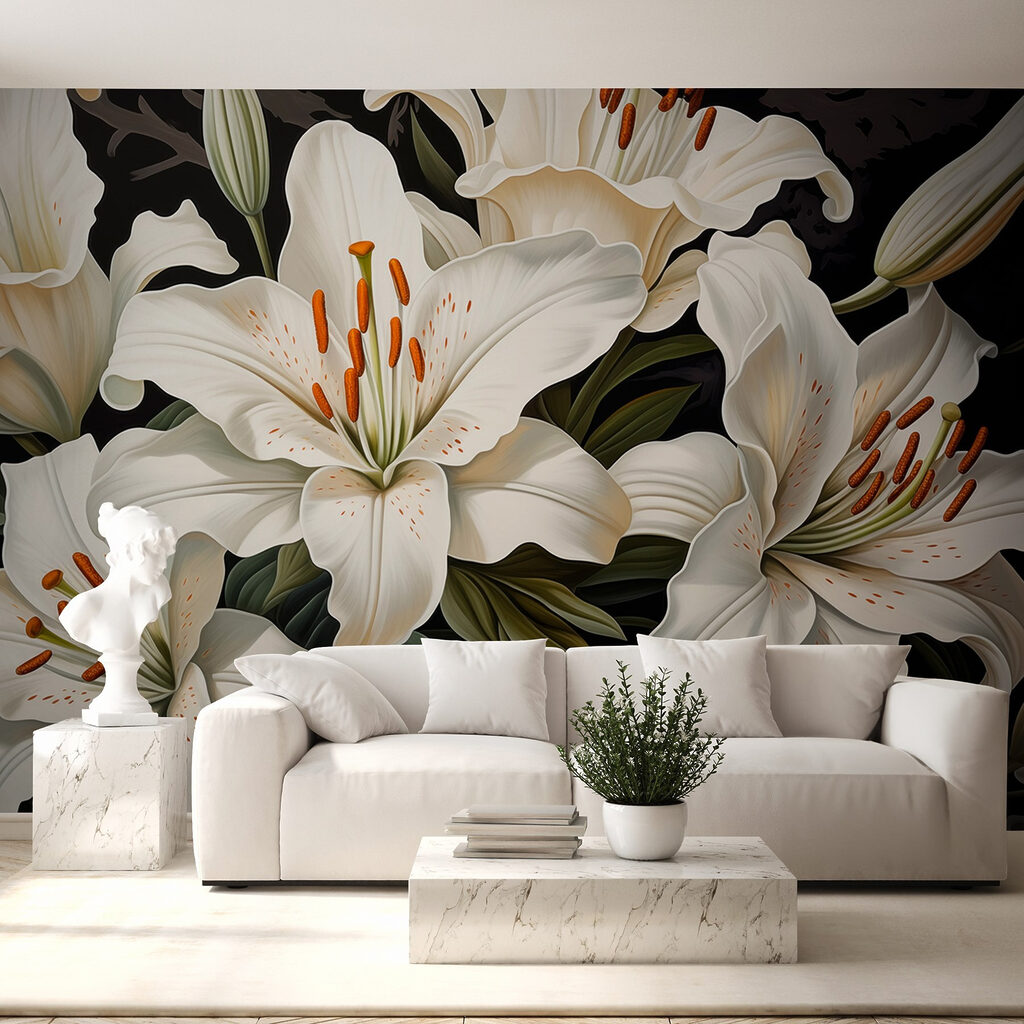 Crini albi pe negru — interior 5