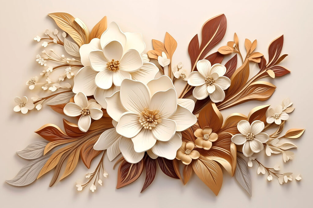 Flori cu frunze aramii — design complet