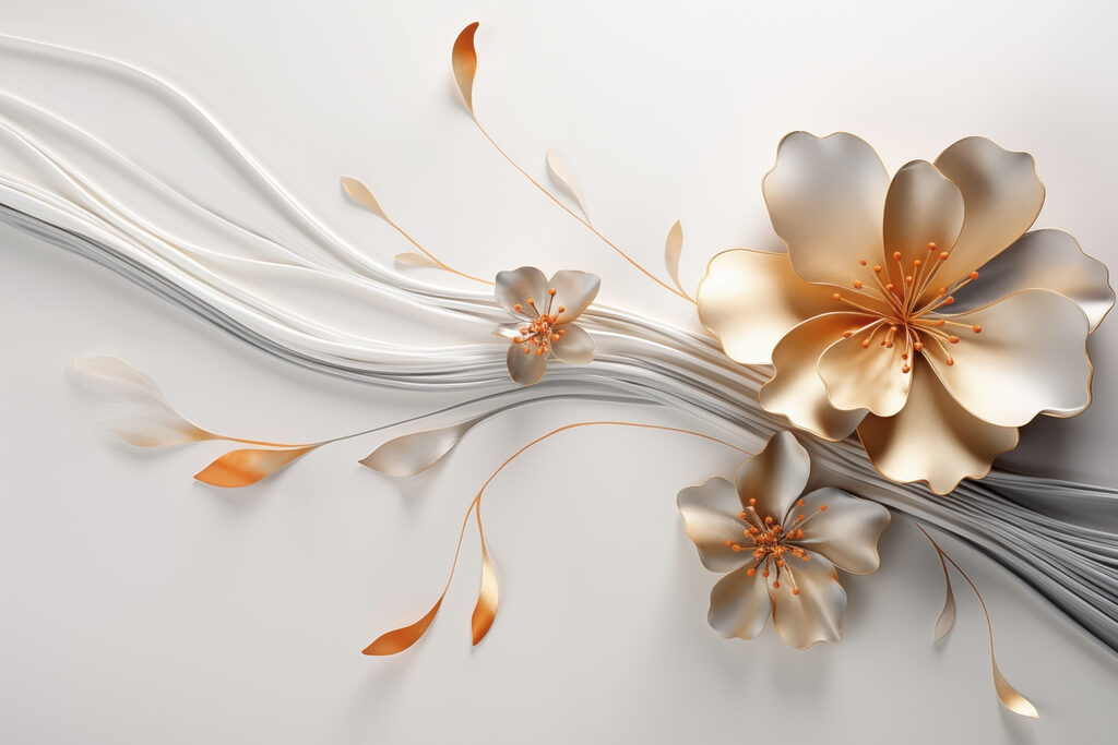 Floare aurie, linii argintii — design complet