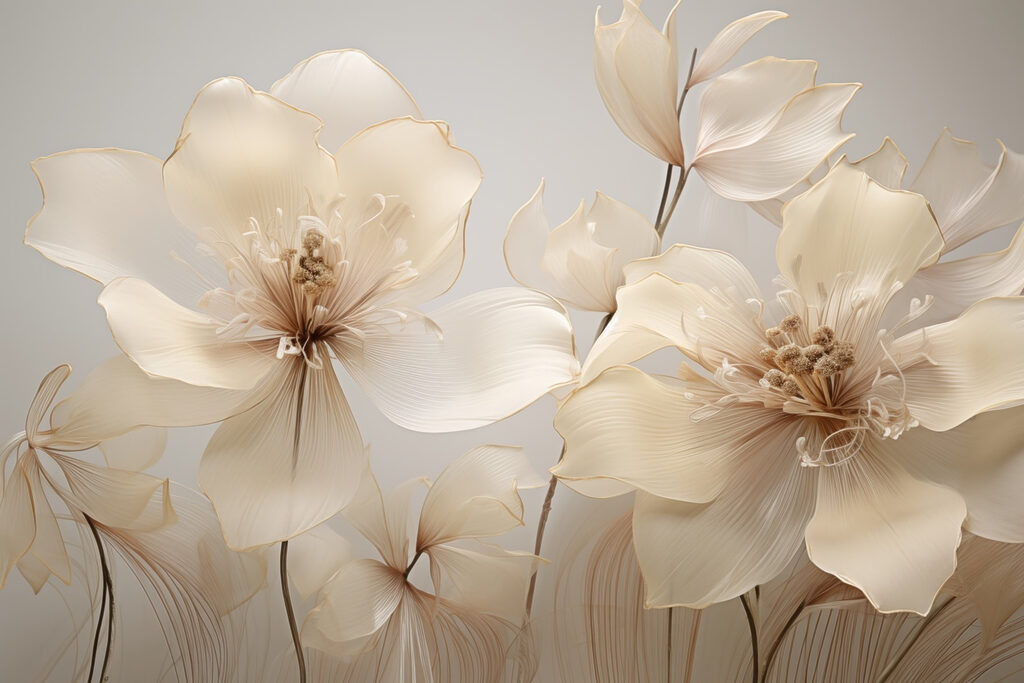 Flori delicate pe gri — design complet
