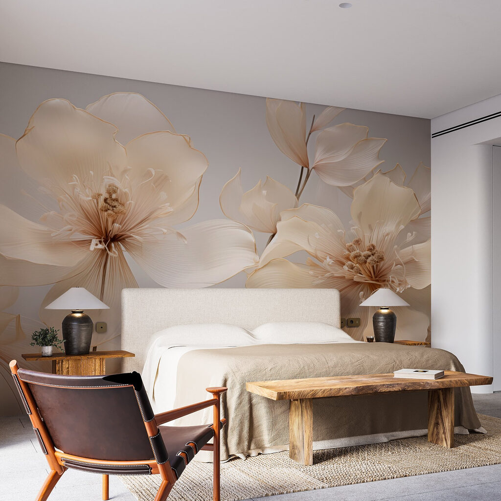 Flori delicate pe gri — interior 1