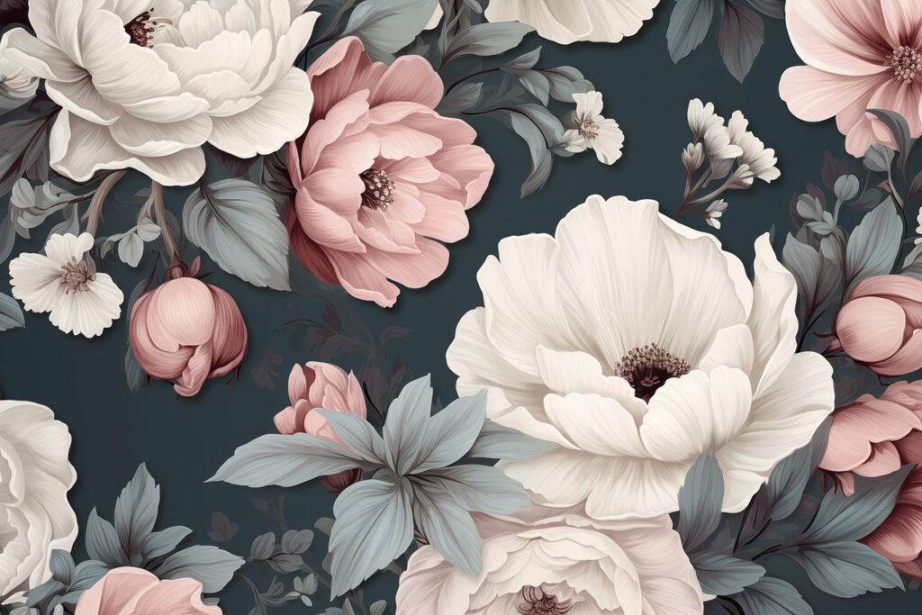 Pioene roz, fundal închis — design complet