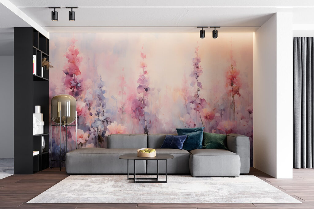Flori mov pe bej — interior 3
