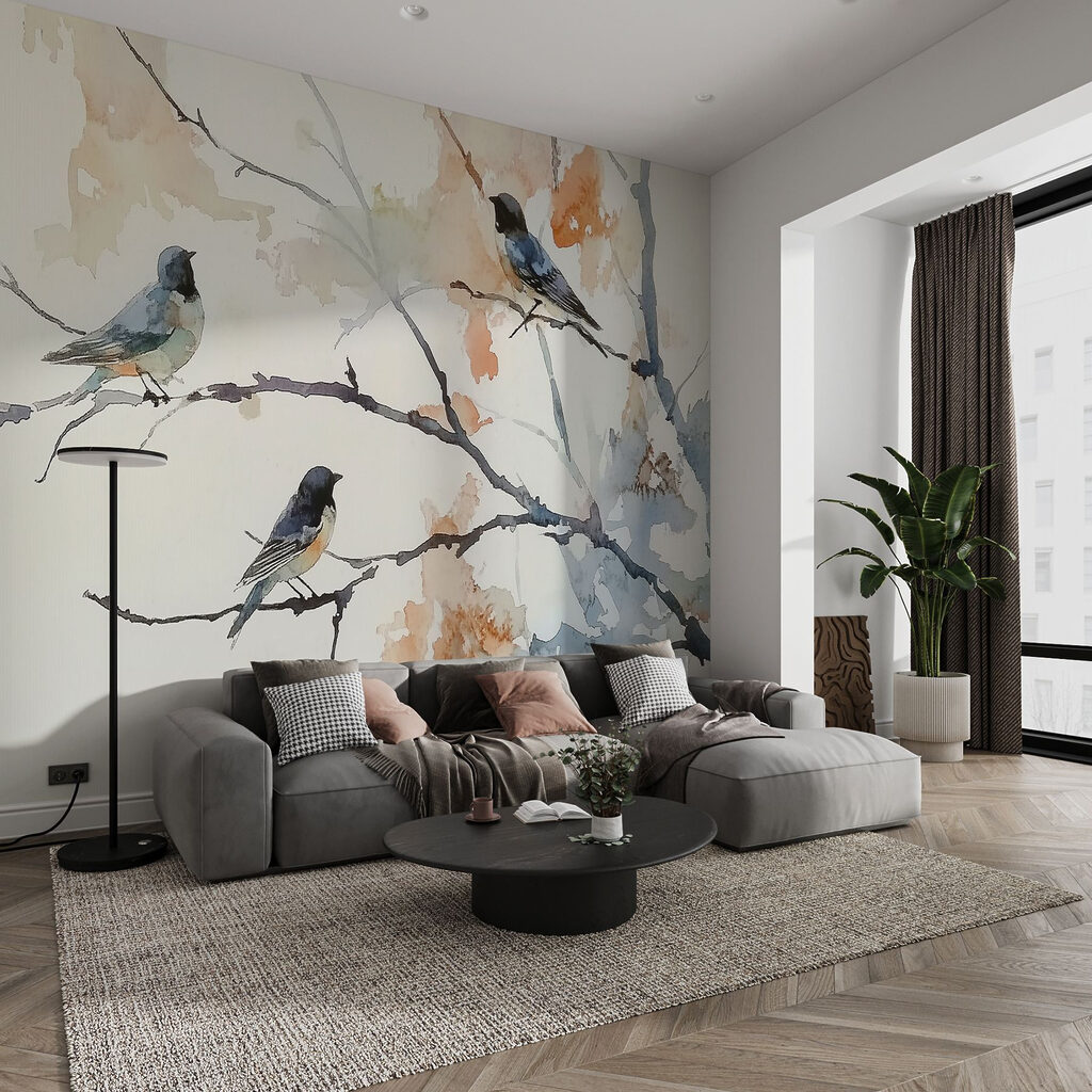 Trei păsări pe crengi — interior 2
