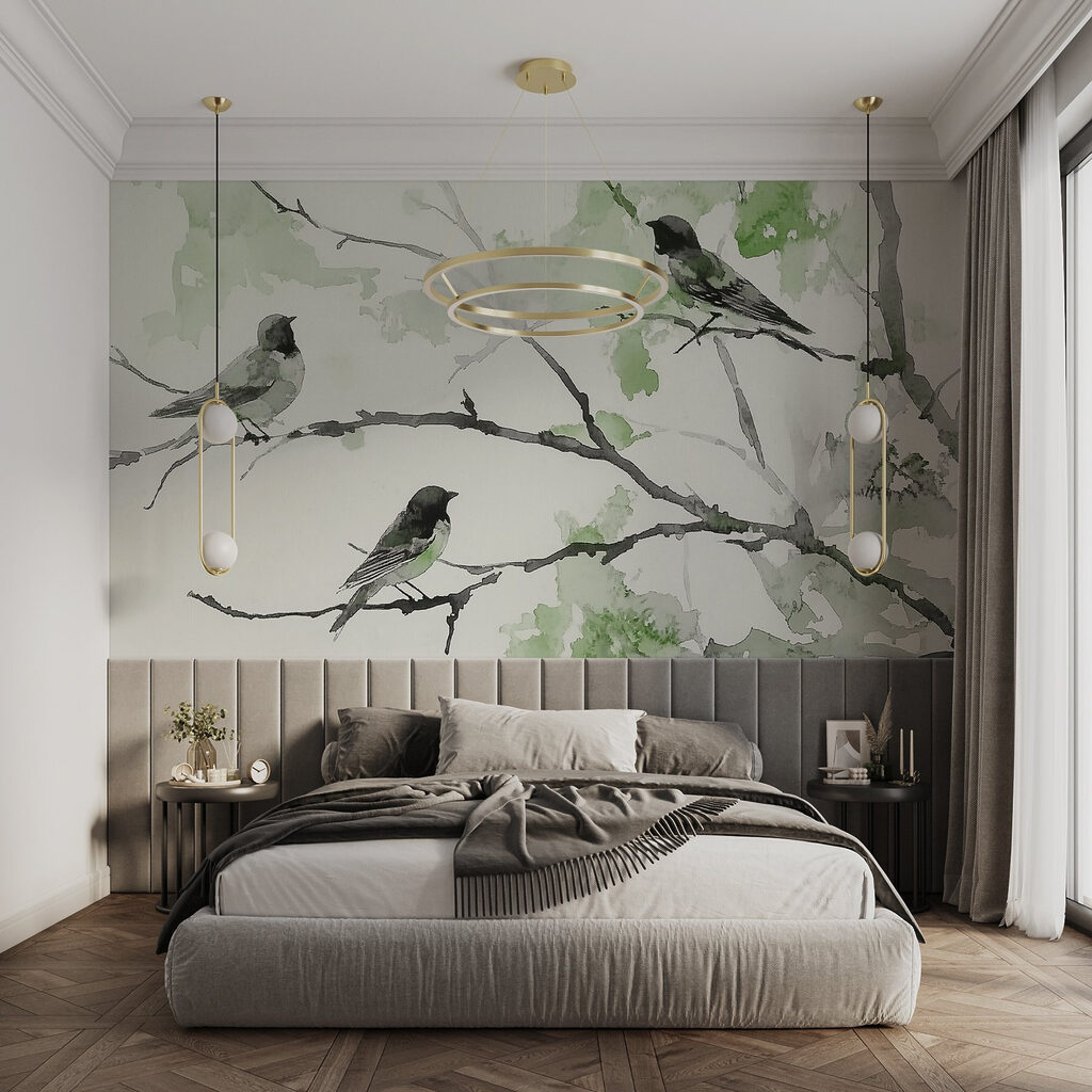 Trei păsări pe crengi — interior 2