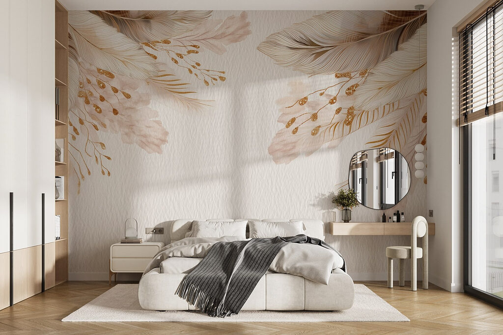 Pene aurii pe alb — interior 2
