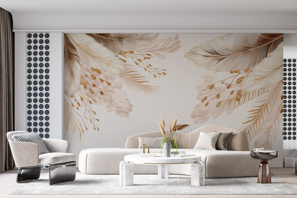 Pene aurii pe alb — interior 4