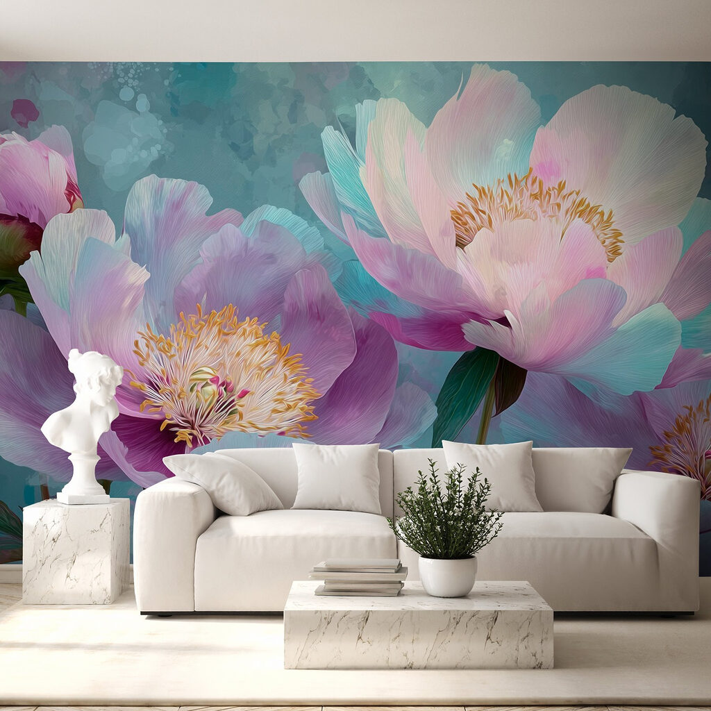 Flori roz cu frunze — interior 1