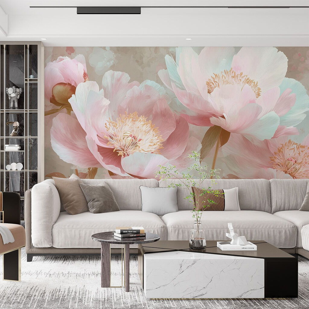 Flori roz cu frunze — interior 3