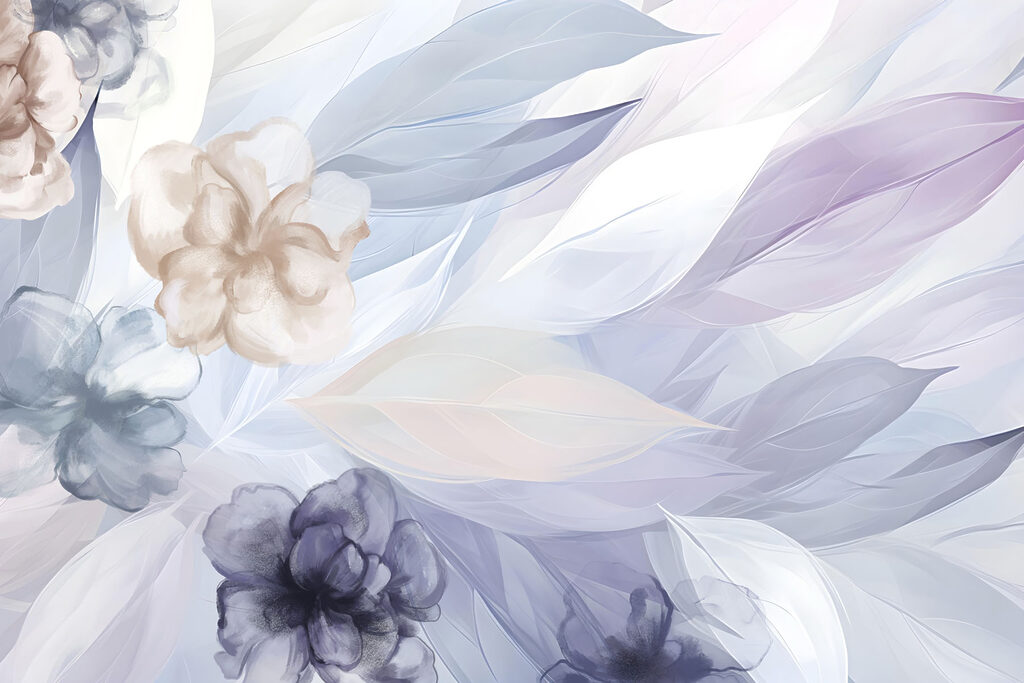 Frunze pastelate și flori — design complet