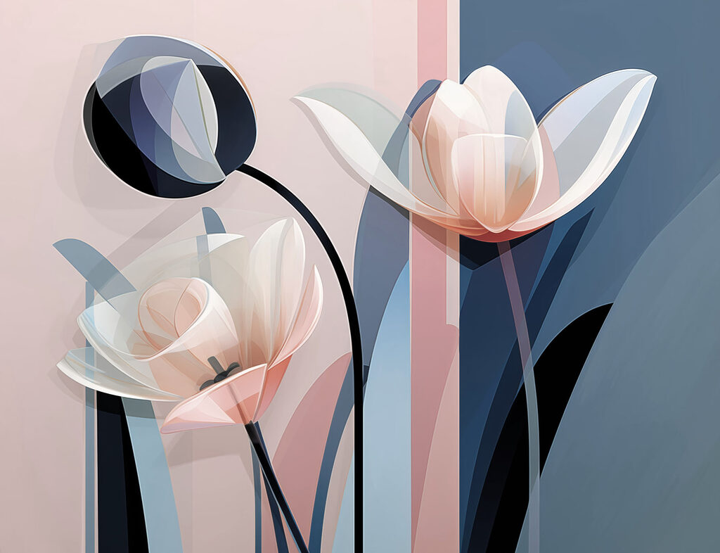 Flori roz, blocuri colorate — design complet