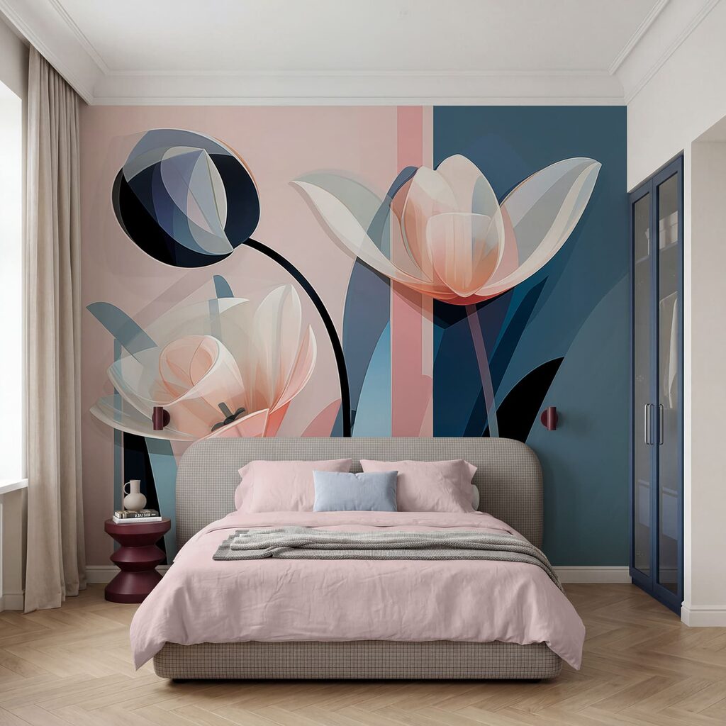 Flori roz, blocuri colorate — interior 2