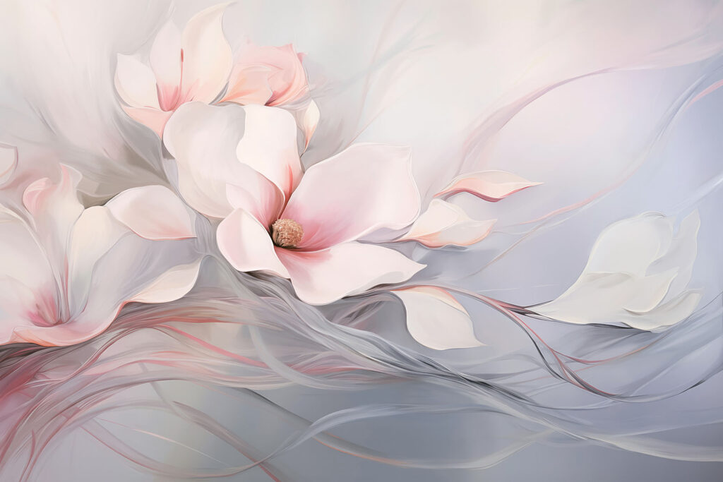 Floare roz pe valuri — design complet