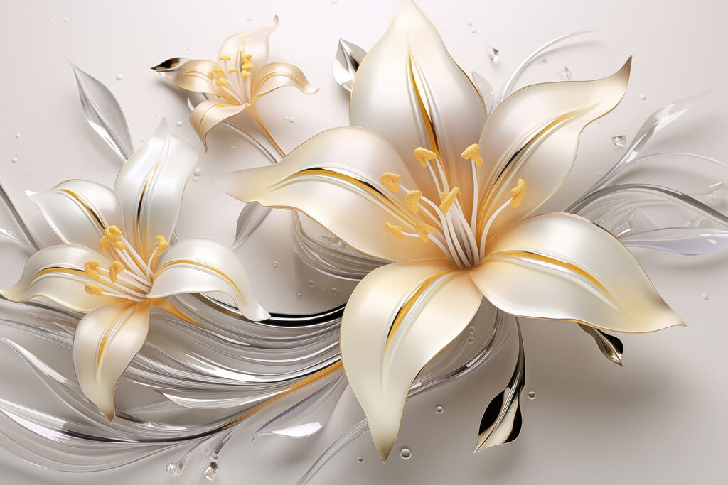 Crini albi, margini aurii — design complet
