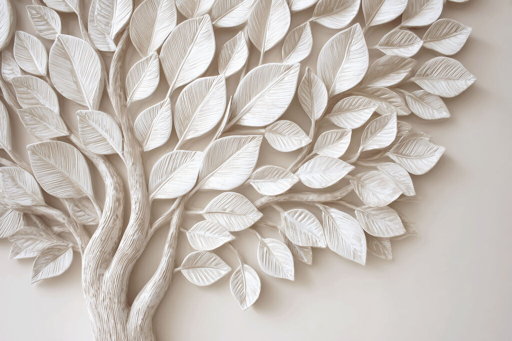 Frunze albe pe ramuri — design complet