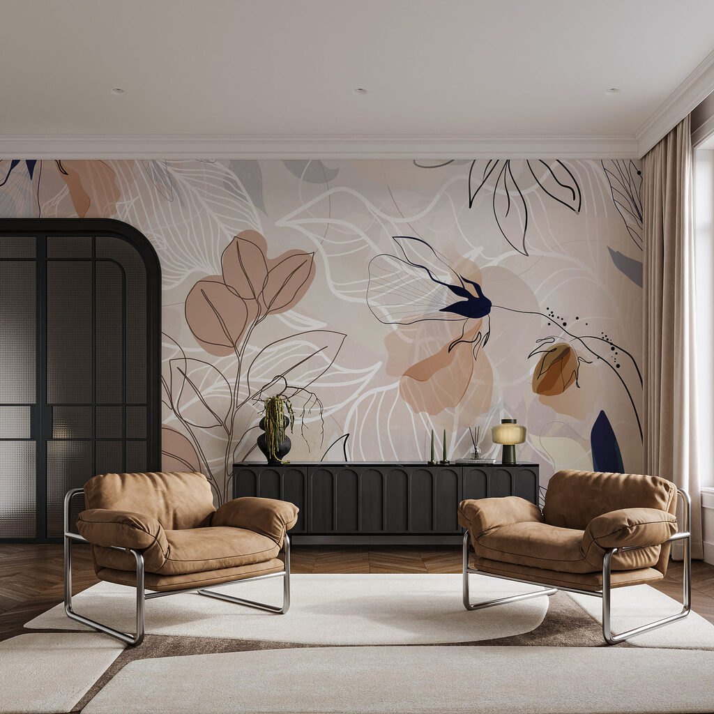 Contururi florale, tonuri calde — interior 3