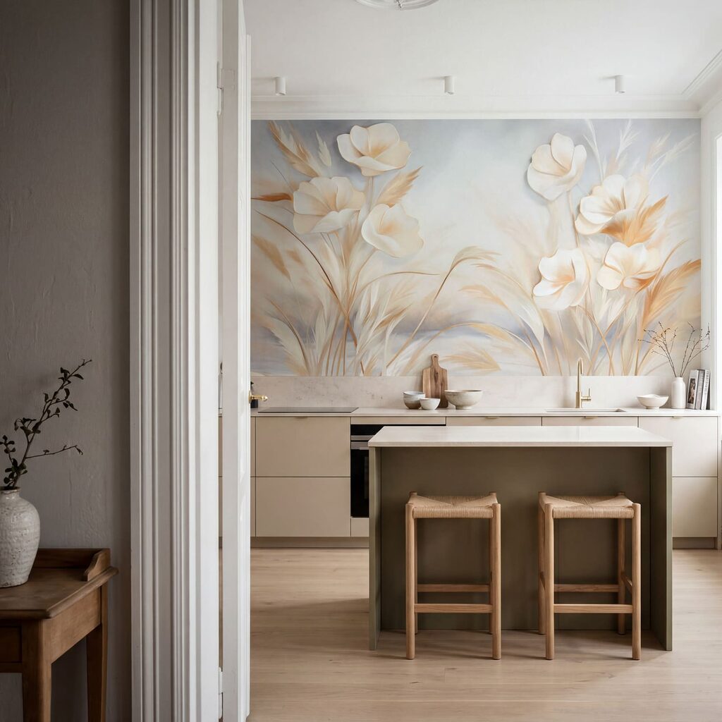 Flori crem printre ierburi — interior 3